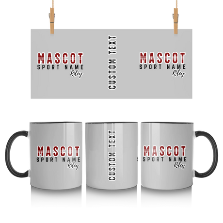 Custom School Spirit Mug With Mascot and Sport With Striped Text Design