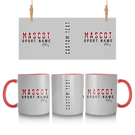 Custom School Spirit Mug With Mascot and Sport With Striped Text Design