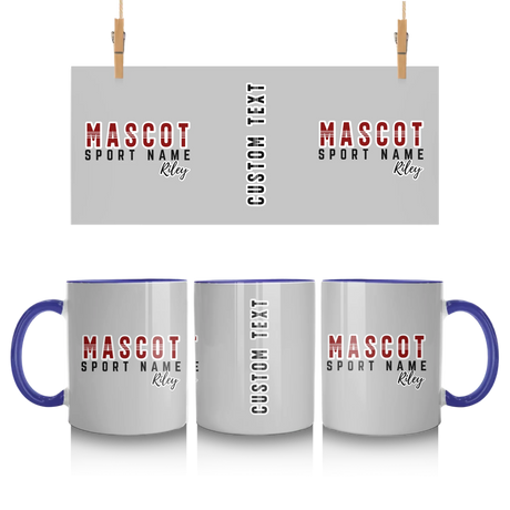 Custom School Spirit Mug With Mascot and Sport With Striped Text Design