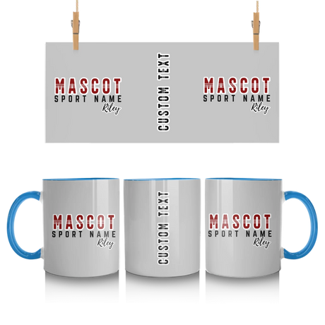 Custom School Spirit Mug With Mascot and Sport With Striped Text Design