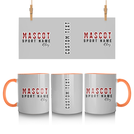 Custom School Spirit Mug With Mascot and Sport With Striped Text Design
