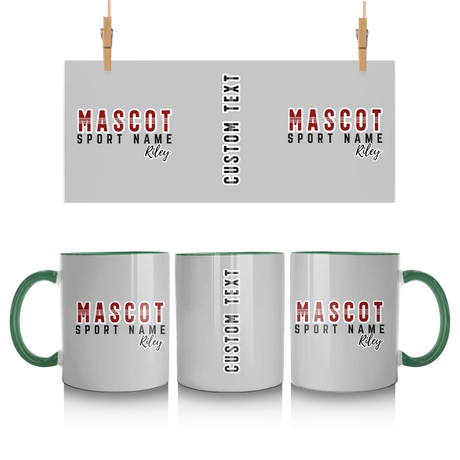 Custom School Spirit Mug With Mascot and Sport With Striped Text Design