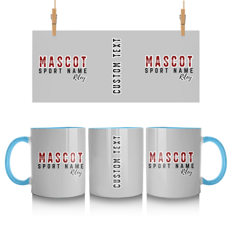 Custom School Spirit Mug With Mascot and Sport With Striped Text Design