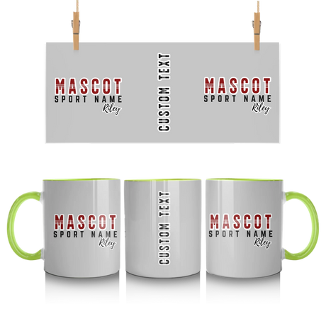 Custom School Spirit Mug With Mascot and Sport With Striped Text Design