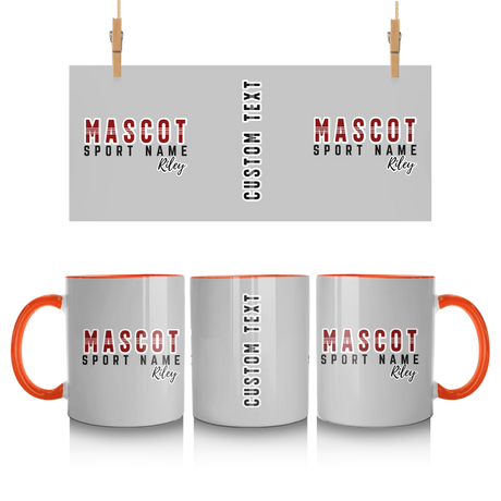 Custom School Spirit Mug With Mascot and Sport With Striped Text Design