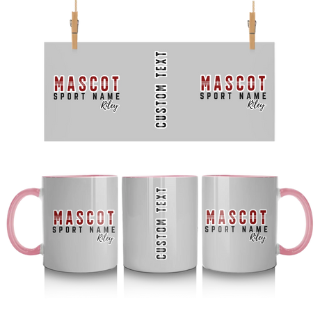 Custom School Spirit Mug With Mascot and Sport With Striped Text Design