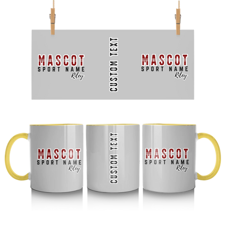 Custom School Spirit Mug With Mascot and Sport With Striped Text Design