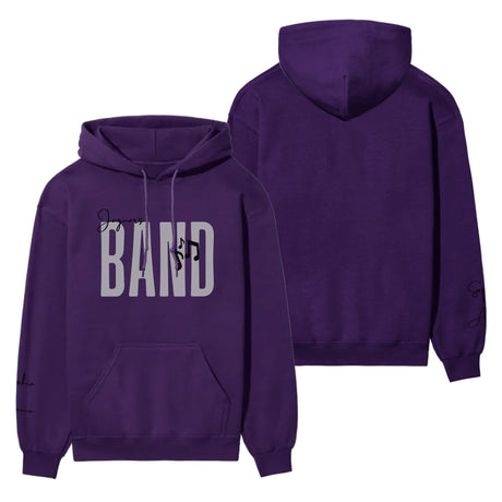 Personalized Band on a Hoodie With Modern Bold Designs and Musician Name on Sleeve on a Hoodie
