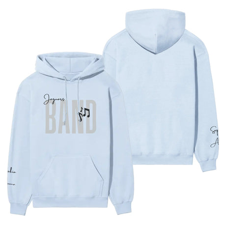 Personalized Band on a Hoodie With Modern Bold Designs and Musician Name on Sleeve on a Hoodie