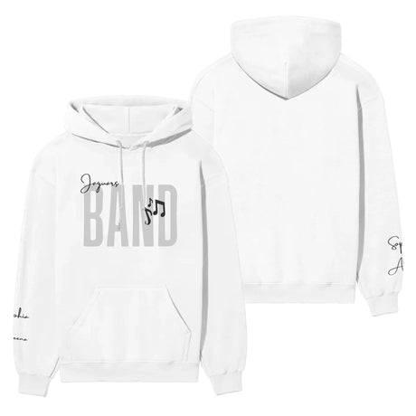 Personalized Band on a Hoodie With Modern Bold Designs and Musician Name on Sleeve on a Hoodie