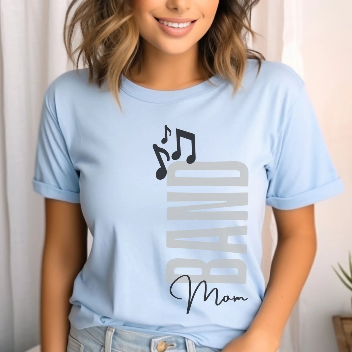Personalized Band Mom Shirt With Mascot, Icon, and Musician Name on a Unisex T-Shirt