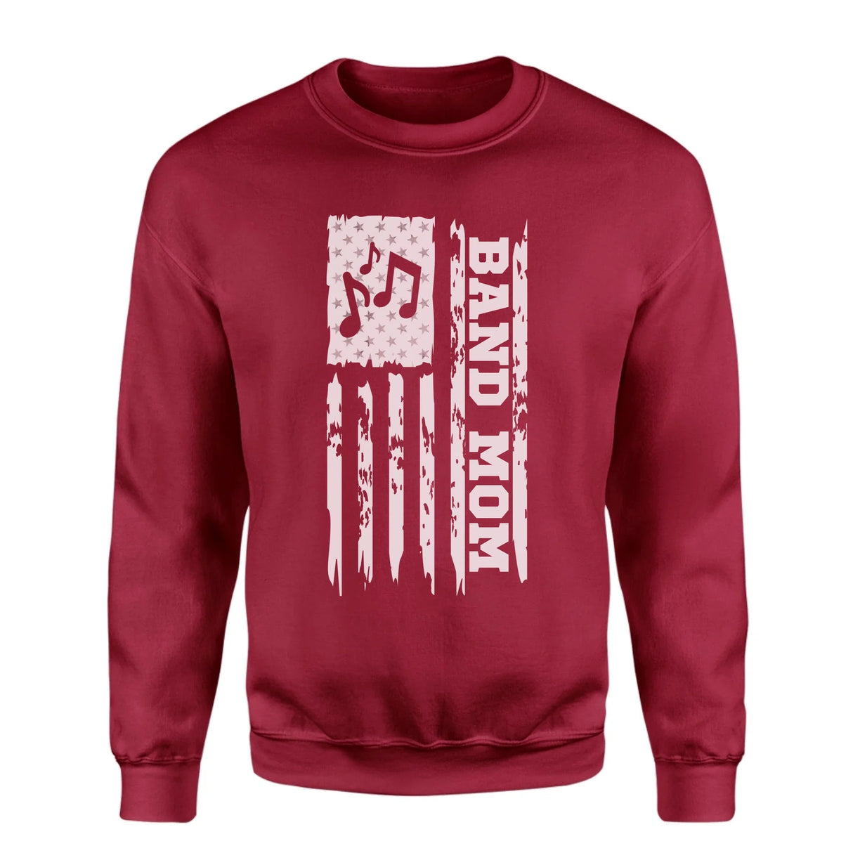 Band Mom Vertical Flag on a Sweatshirt with a White Graphic