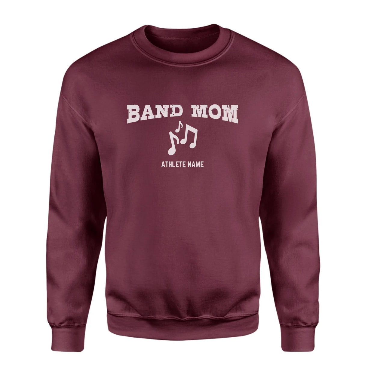 Band Mom with Musician Icon and Musician Name on a Sweatshirt with a White Graphic