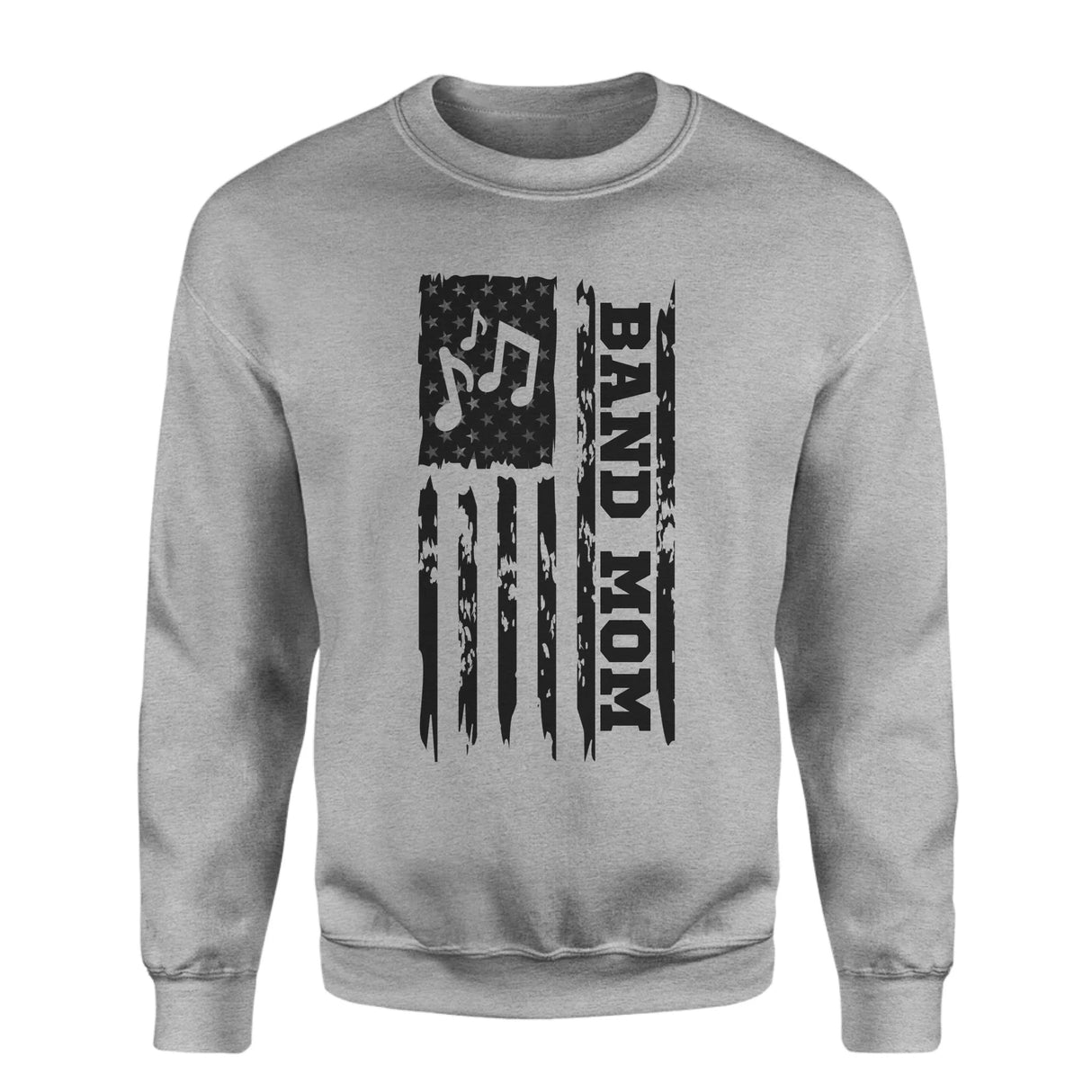 Band Mom Vertical Flag on a Sweatshirt with a Black Graphic