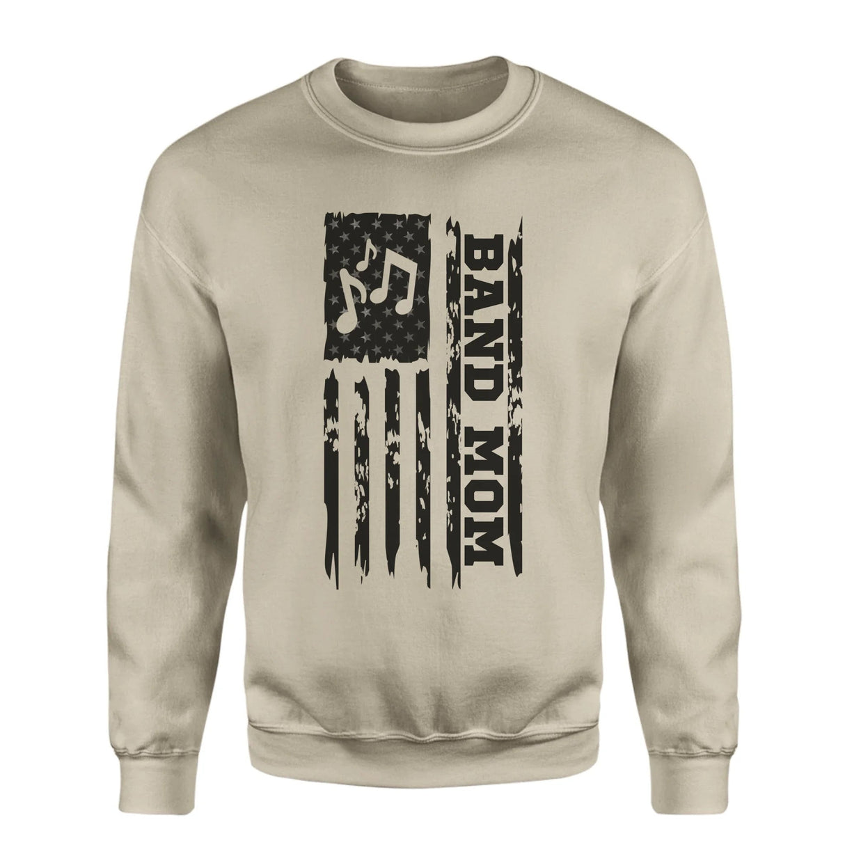 Band Mom Vertical Flag on a Sweatshirt with a Black Graphic
