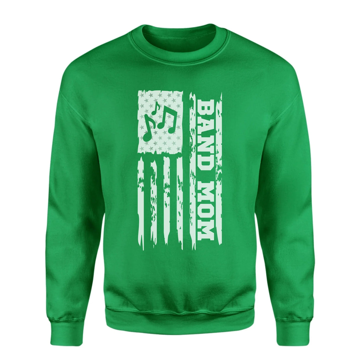 Band Mom Vertical Flag on a Sweatshirt with a White Graphic