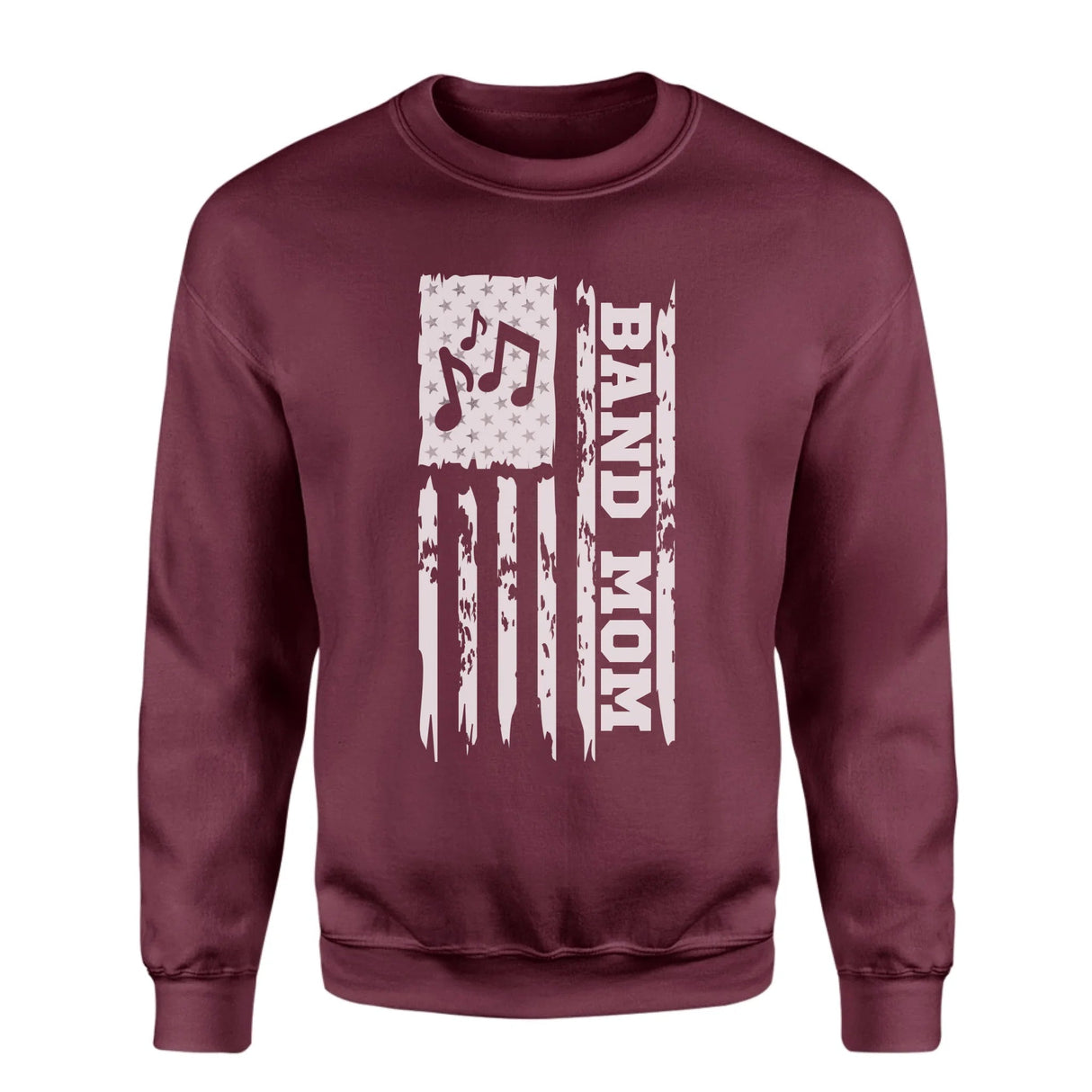 Band Mom Vertical Flag on a Sweatshirt with a White Graphic