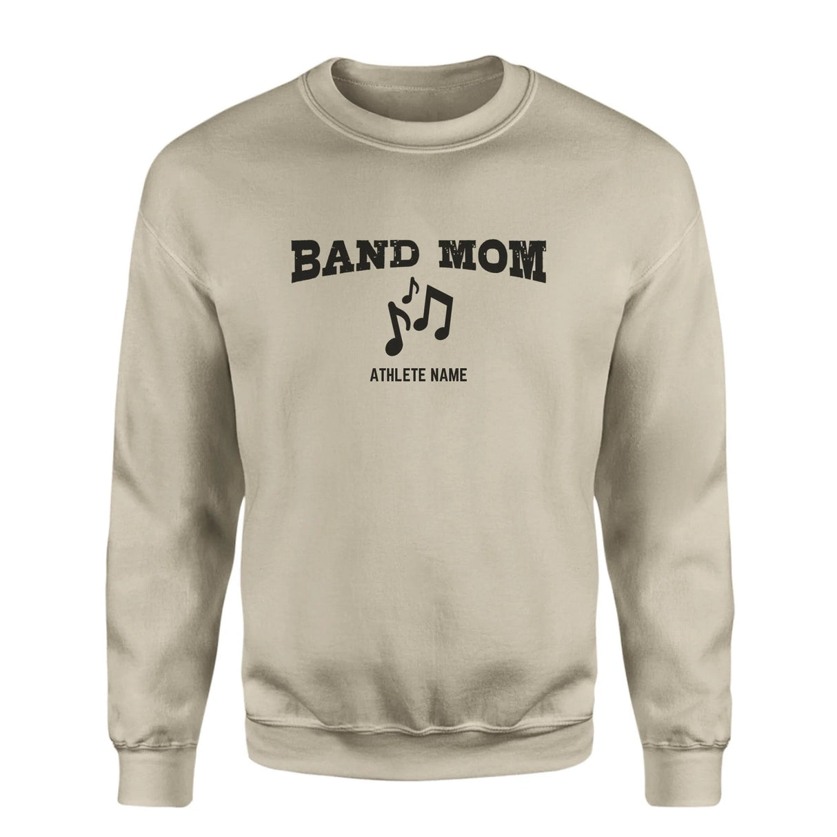 Band Mom with Musician Icon and Musician Name on a Sweatshirt with a Black Graphic