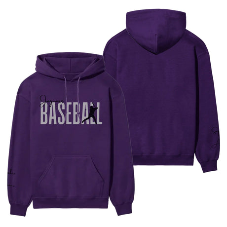 Personalized Baseball on a Hoodie With Modern Bold Designs and Baseball Player Name on Sleeve on a Hoodie