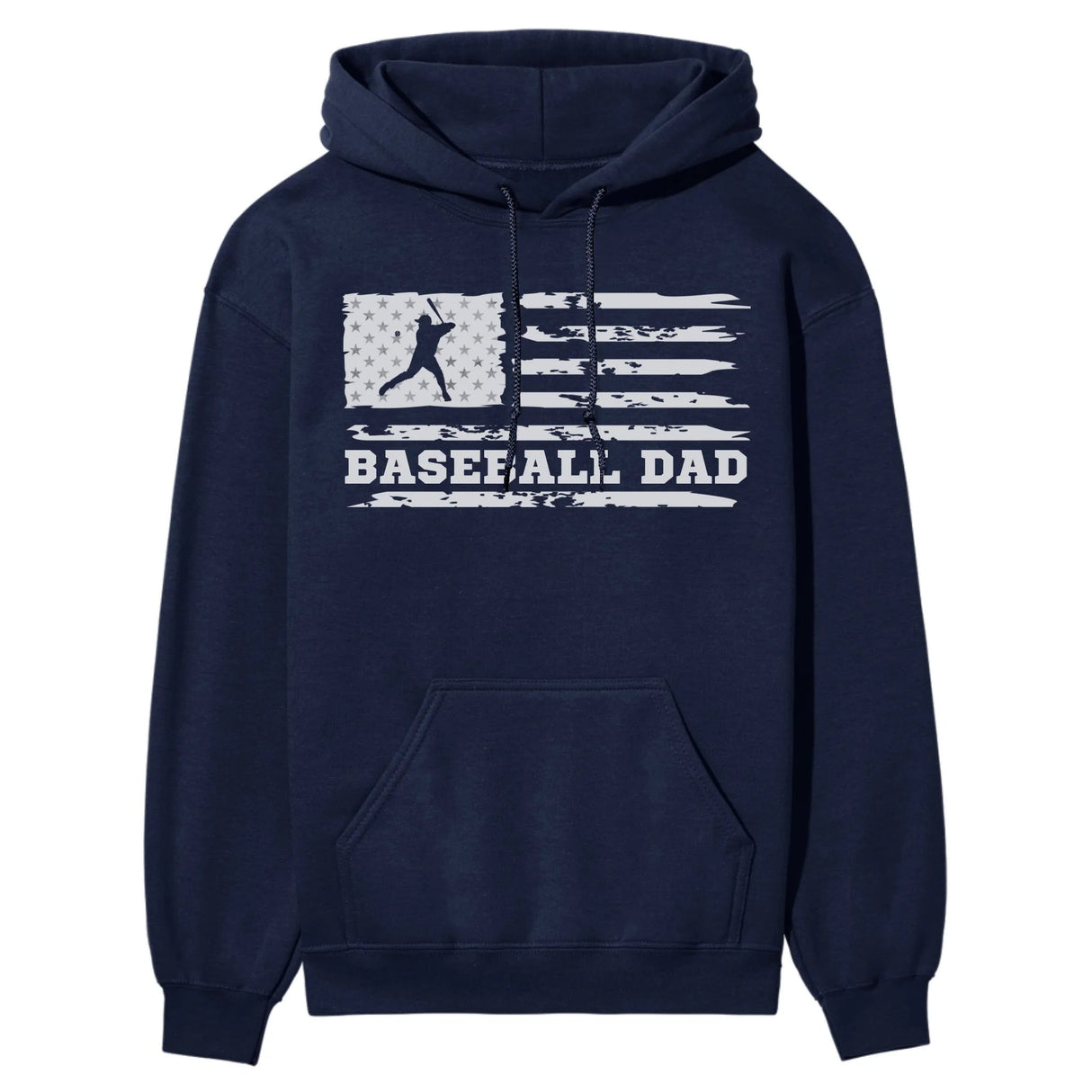 Baseball Dad Horizontal Flag on a Hoodie with a White Graphic