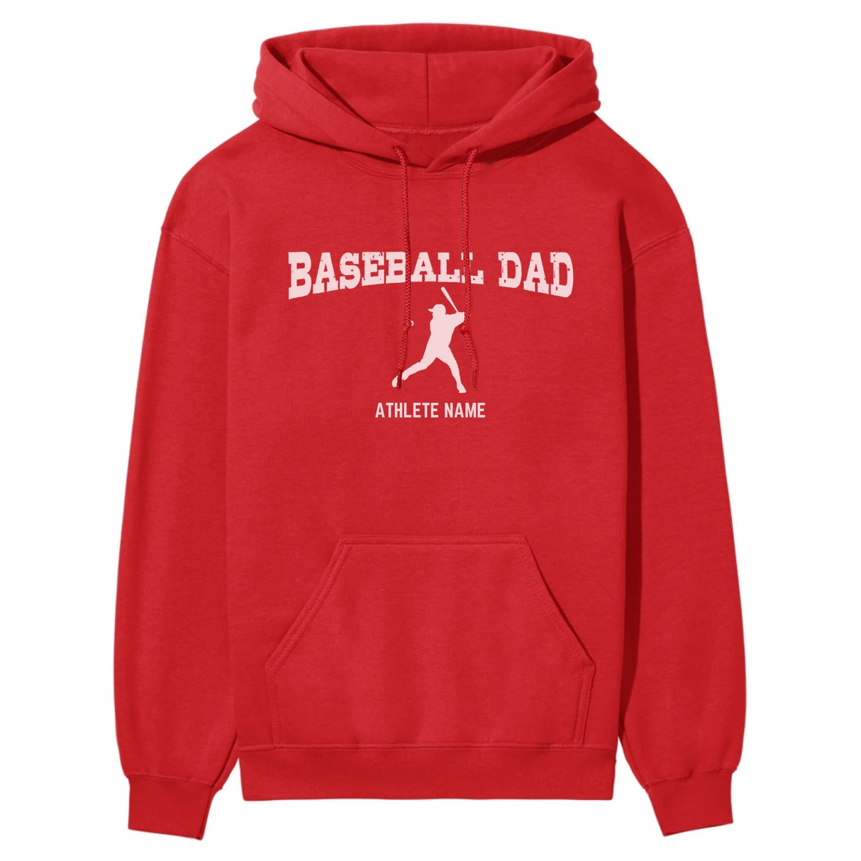 Baseball Dad with Baseball Player Icon and Baseball Player Name on a Hoodie with a White Graphic