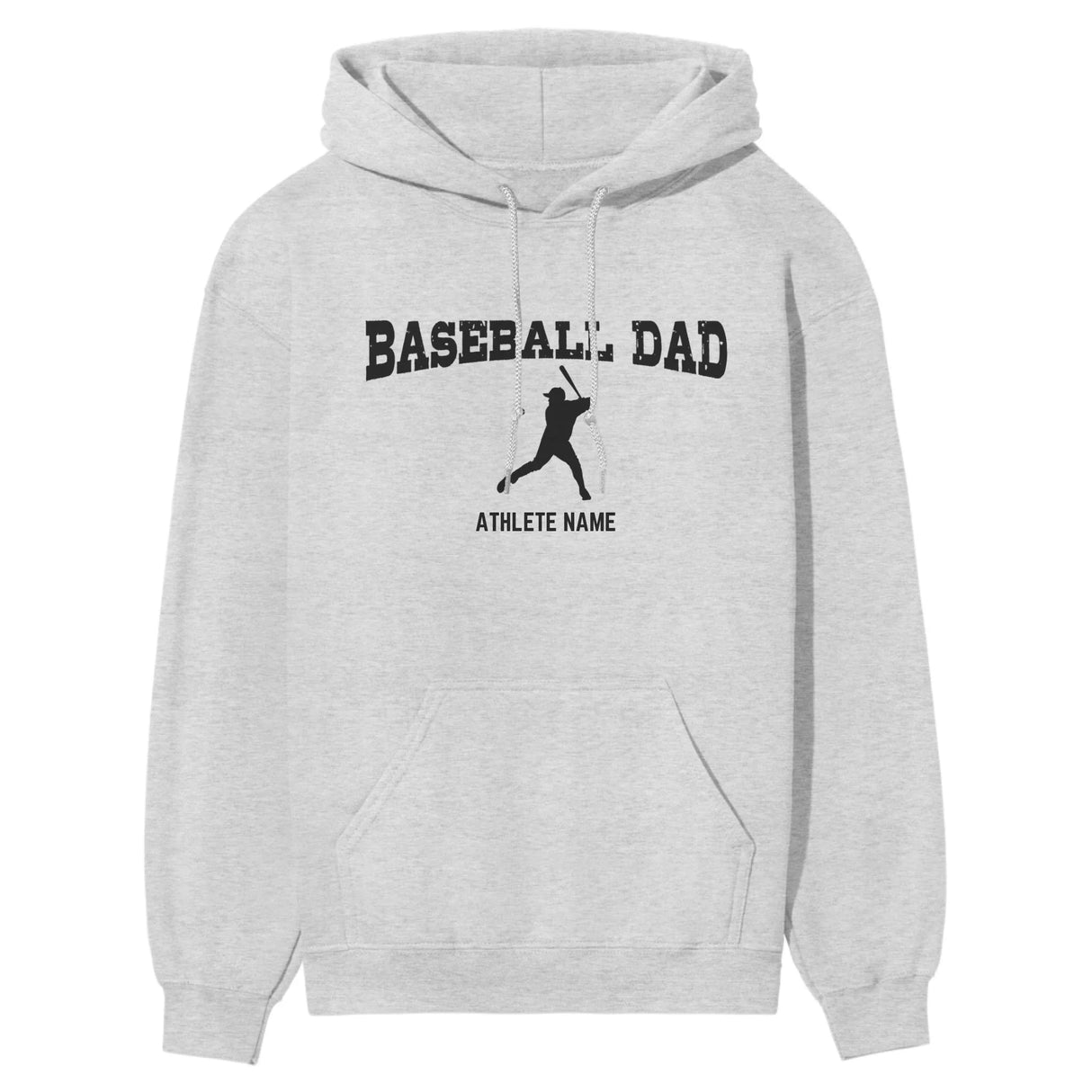 Baseball Dad with Baseball Player Icon and Baseball Player Name on a Hoodie with a Black Graphic