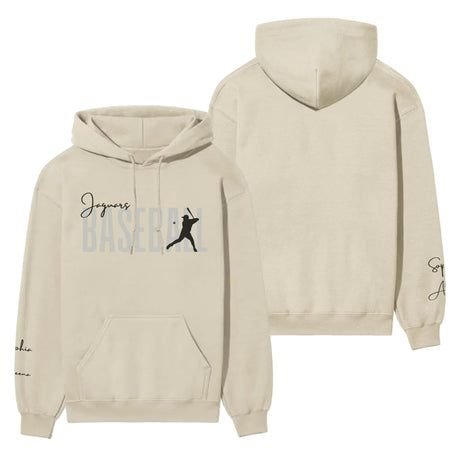 Personalized Baseball on a Hoodie With Modern Bold Designs and Baseball Player Name on Sleeve on a Hoodie