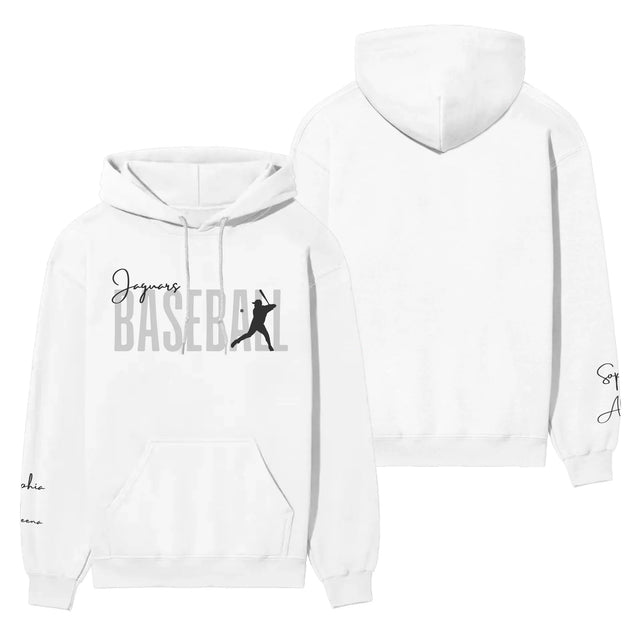 Personalized Baseball on a Hoodie With Modern Bold Designs and Baseball Player Name on Sleeve on a Hoodie