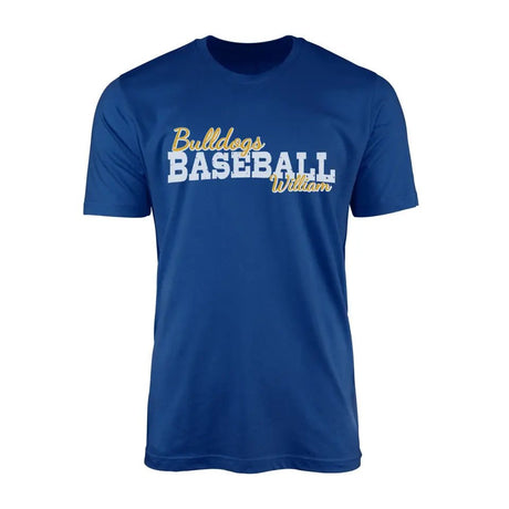 Custom Baseball Mascot and Baseball Player Name on a Men's T-Shirt with a White Graphic