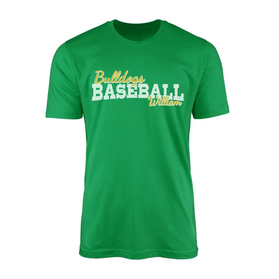 Custom Baseball Mascot and Baseball Player Name on a Men's T-Shirt with a White Graphic