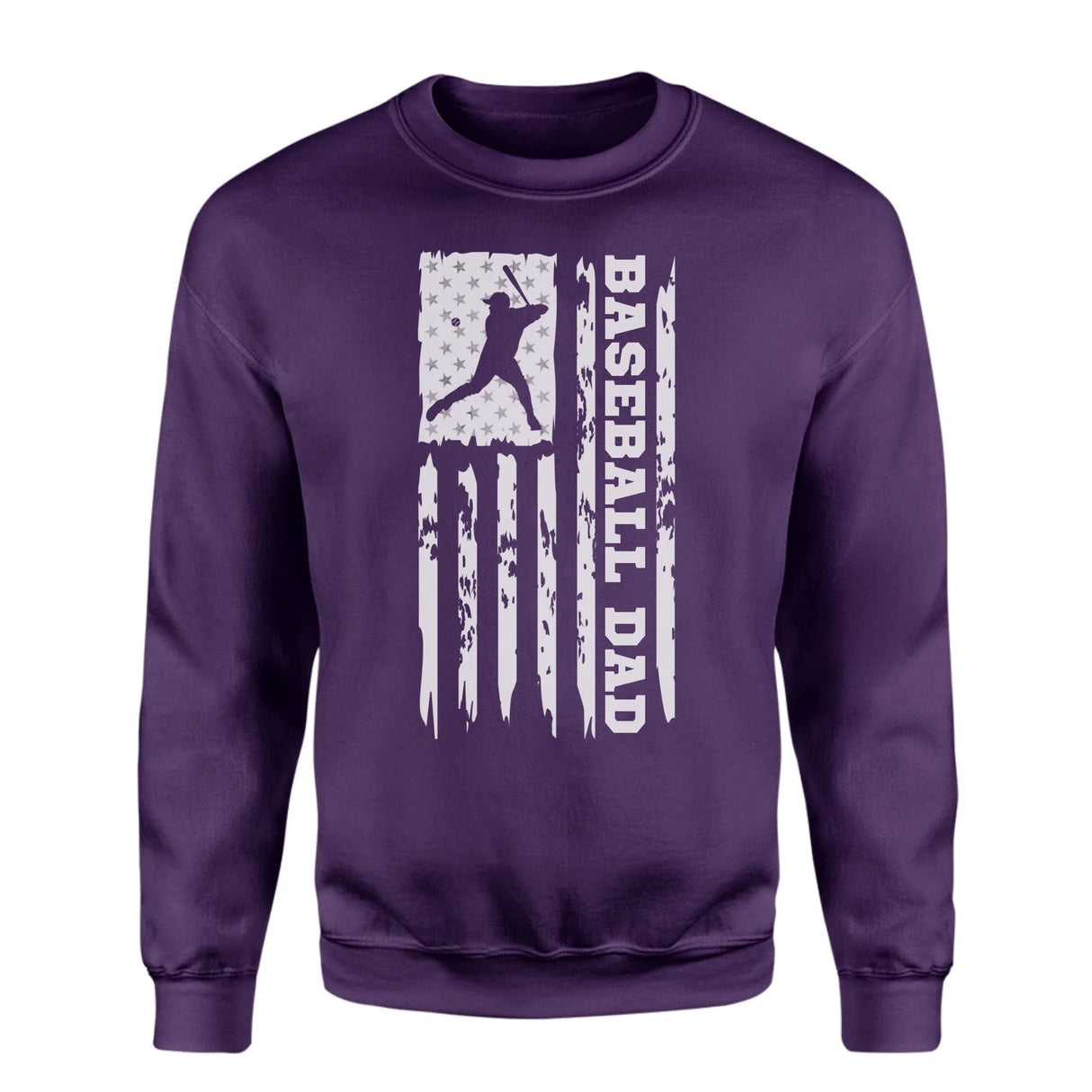 Baseball Dad Vertical Flag on a Sweatshirt with a White Graphic
