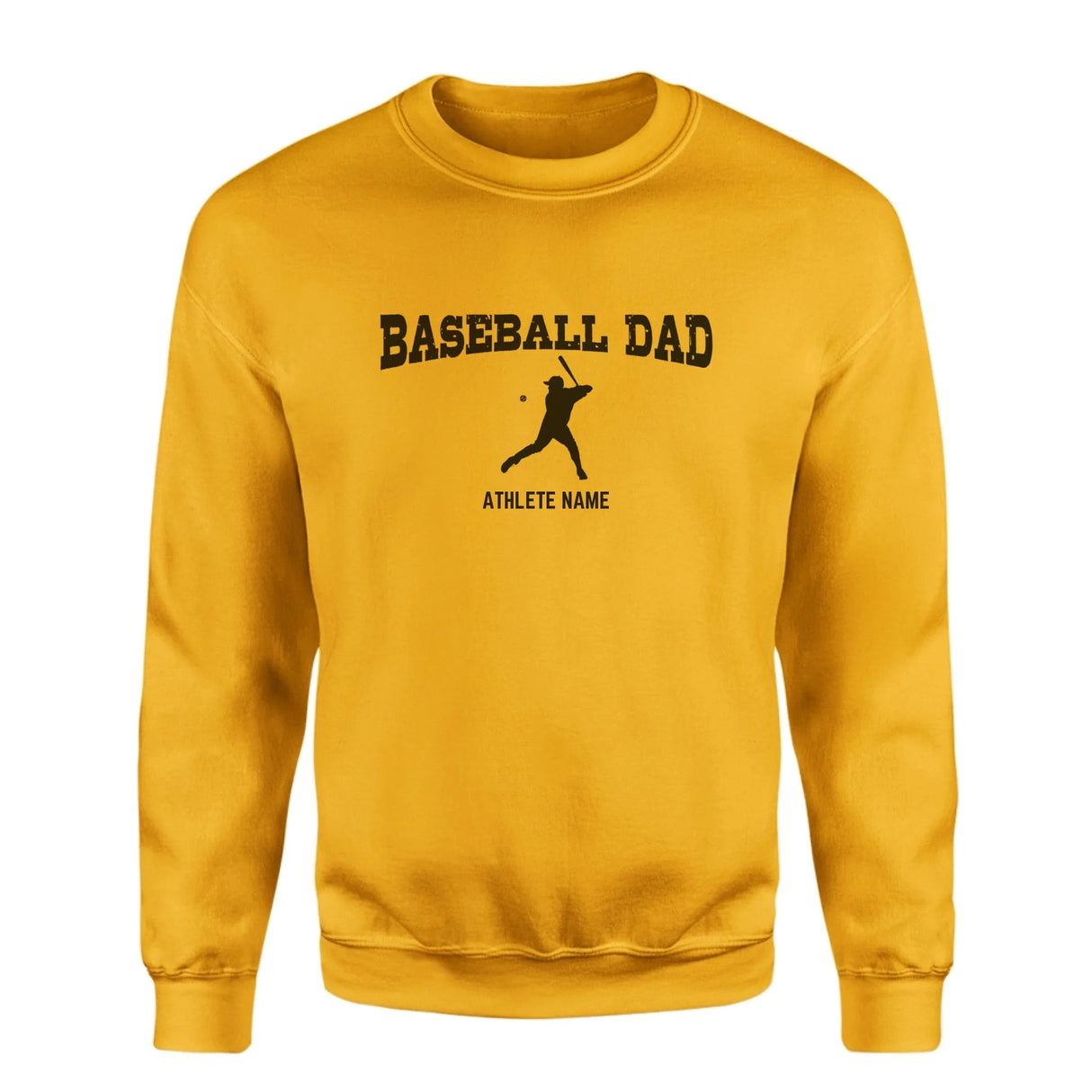 Baseball Dad with Baseball Player Icon and Baseball Player Name on a Sweatshirt with a Black Graphic