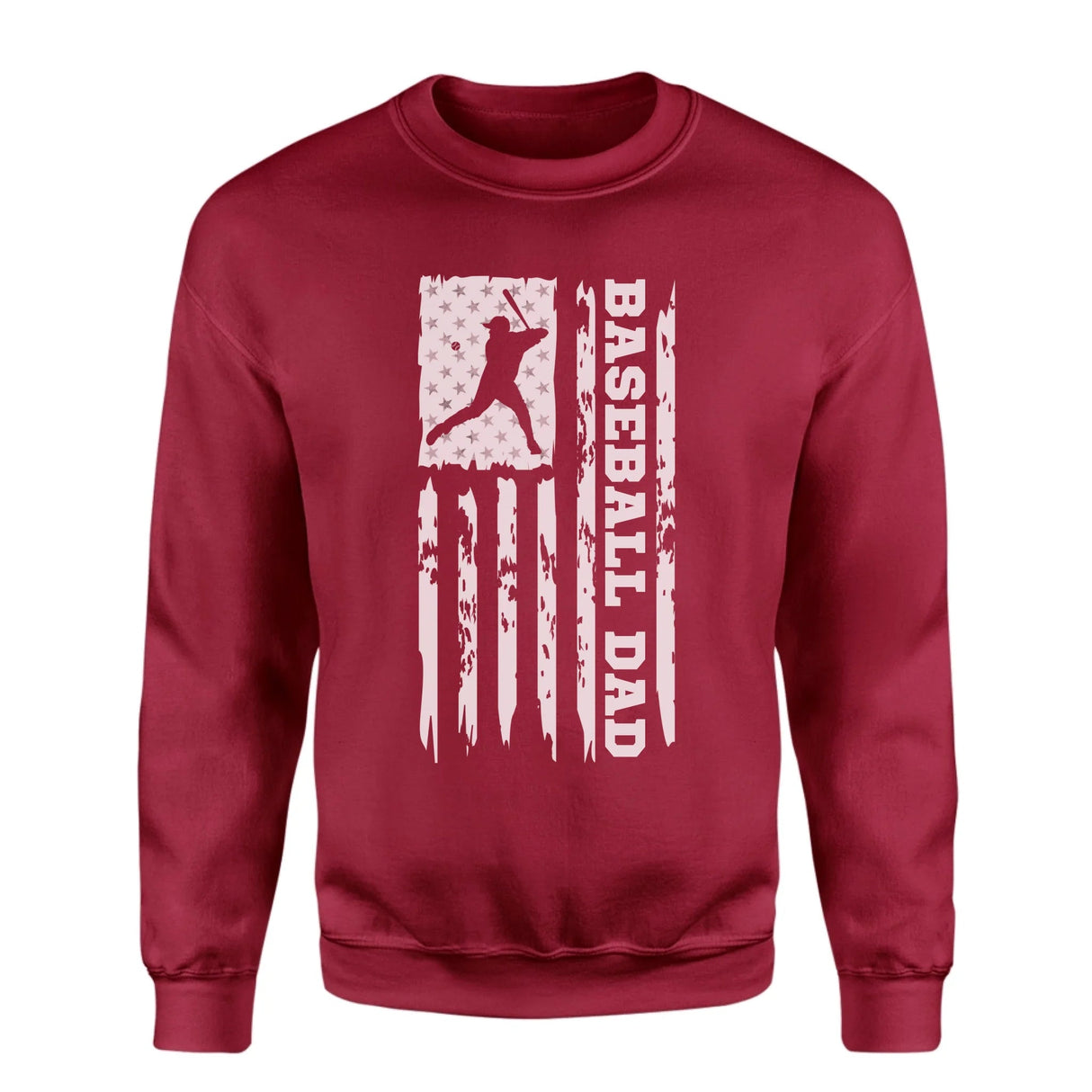 Baseball Dad Vertical Flag on a Sweatshirt with a White Graphic