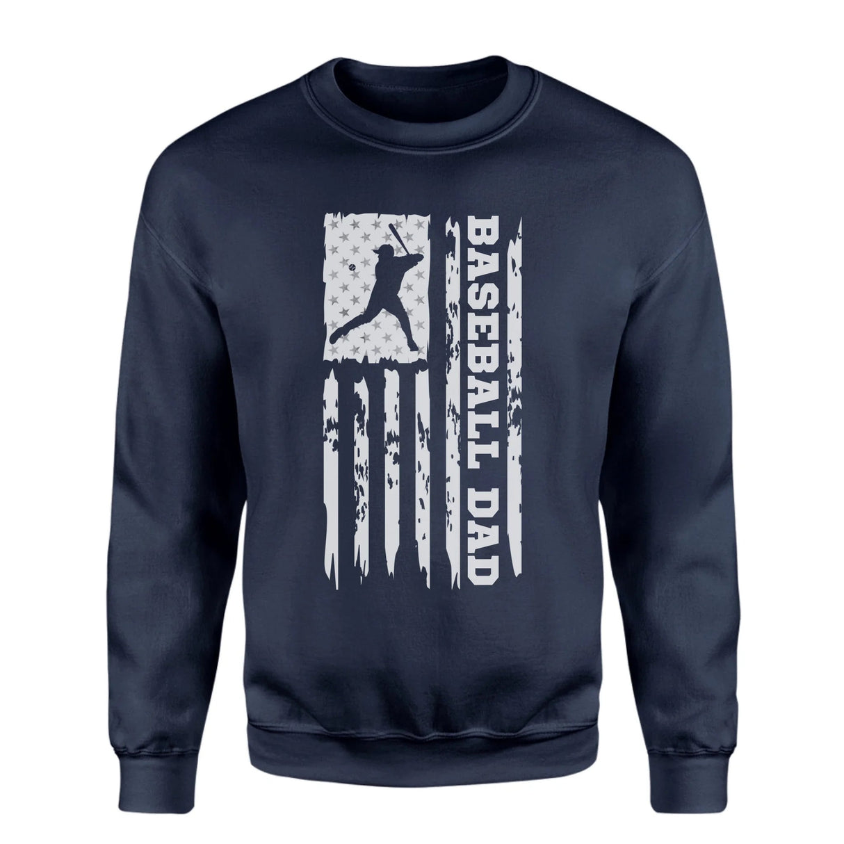 Baseball Dad Vertical Flag on a Sweatshirt with a White Graphic
