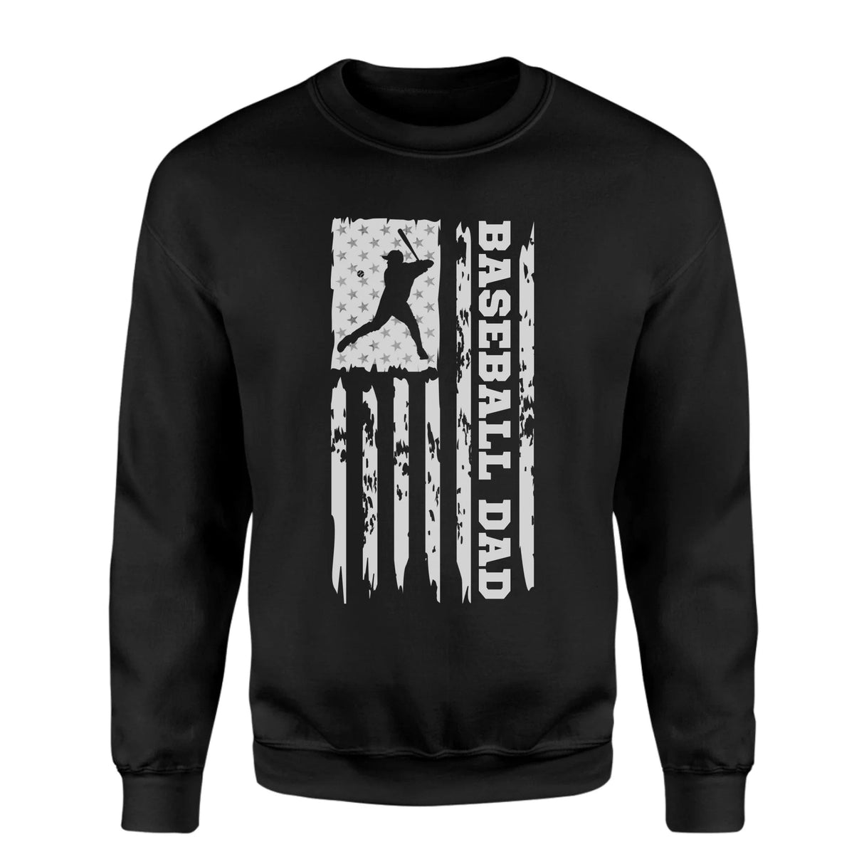 Baseball Dad Vertical Flag on a Sweatshirt with a White Graphic