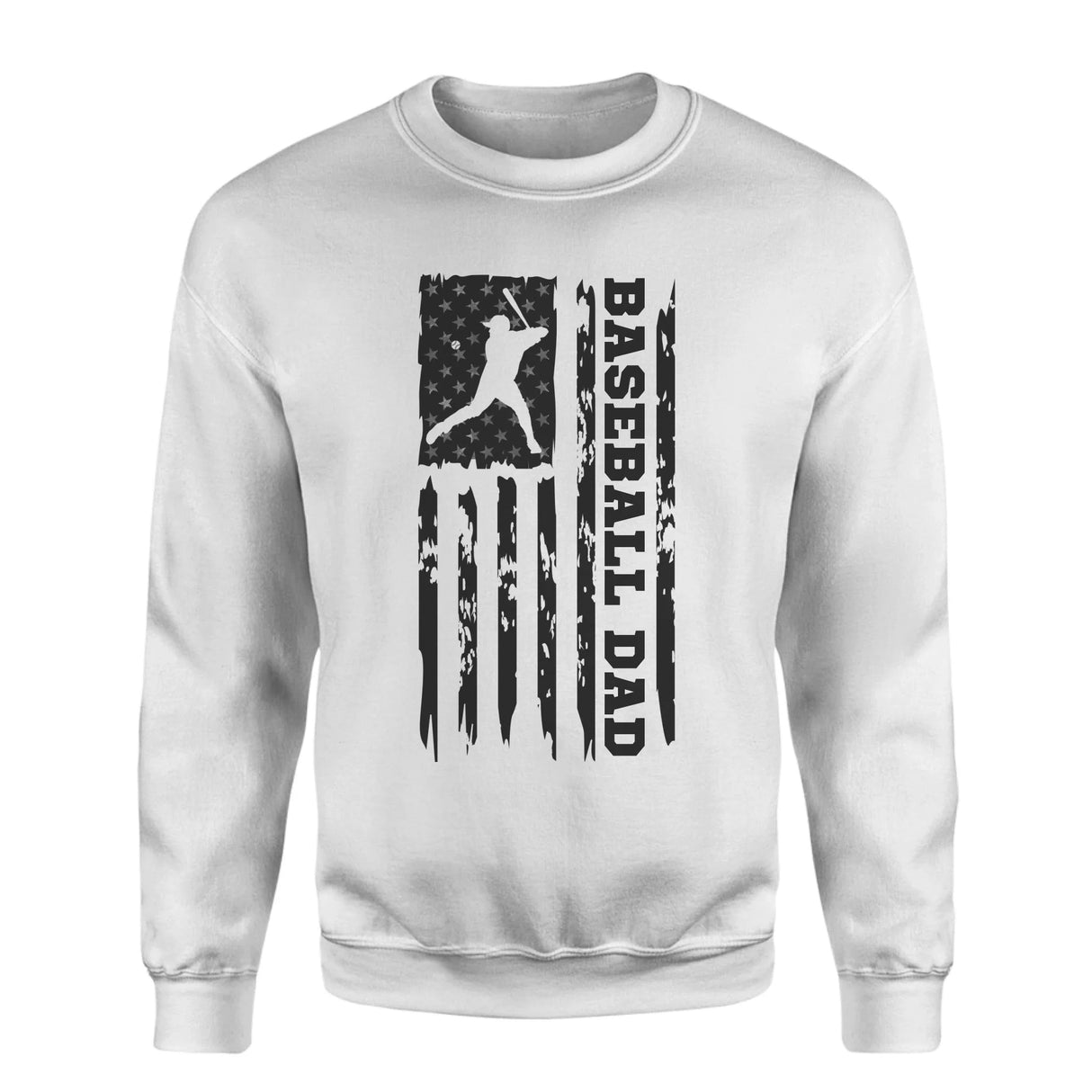 Baseball Dad Vertical Flag on a Sweatshirt with a Black Graphic