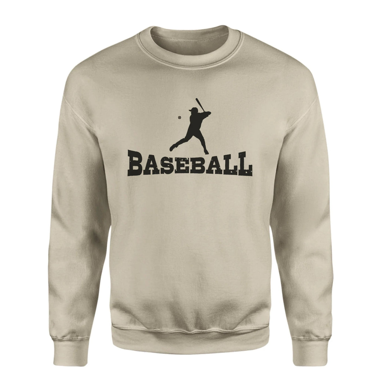 Basic Baseball with Baseball Player Icon on a Sweatshirt with a Black Graphic