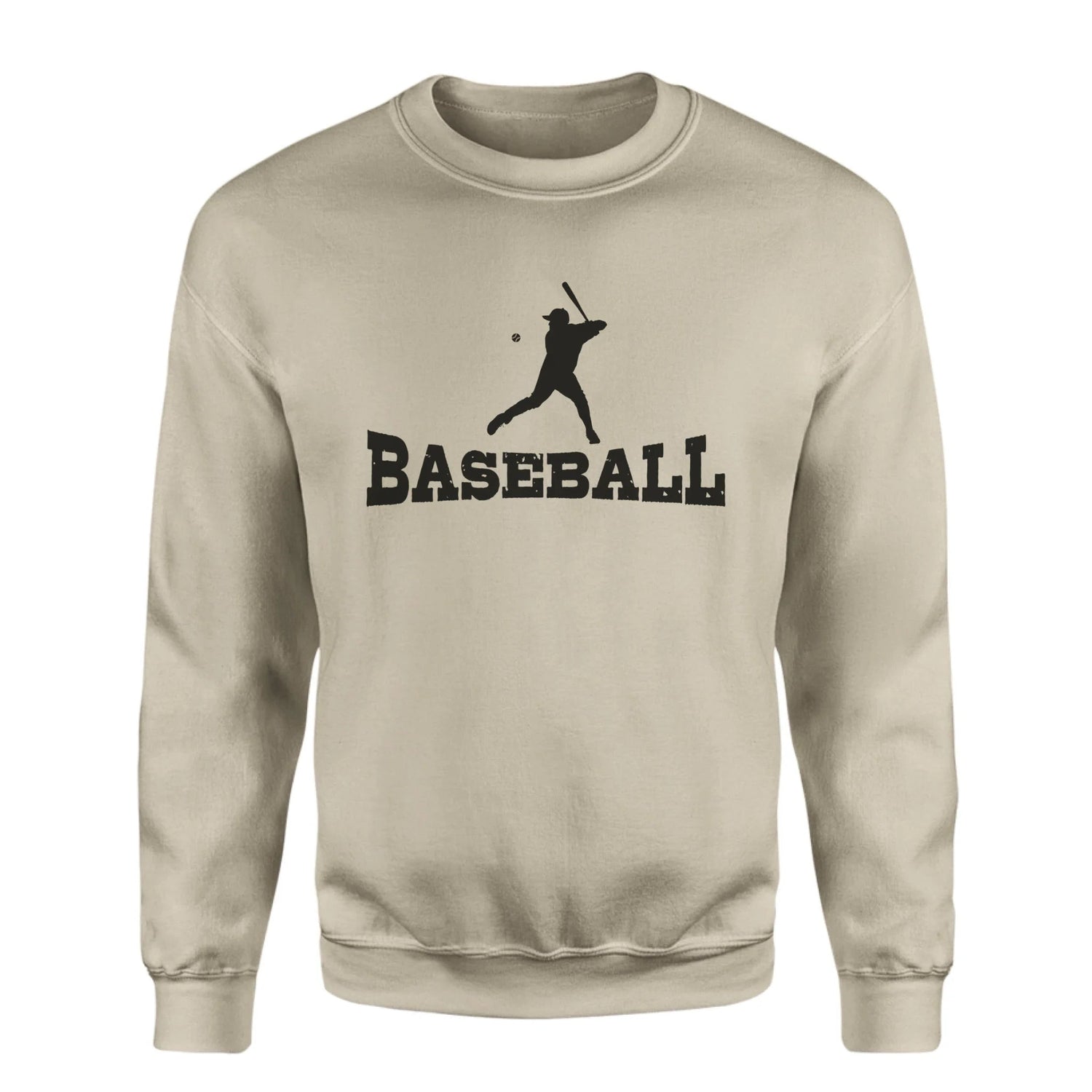 Basic Baseball with Baseball Player Icon on a Sweatshirt with a Black Graphic