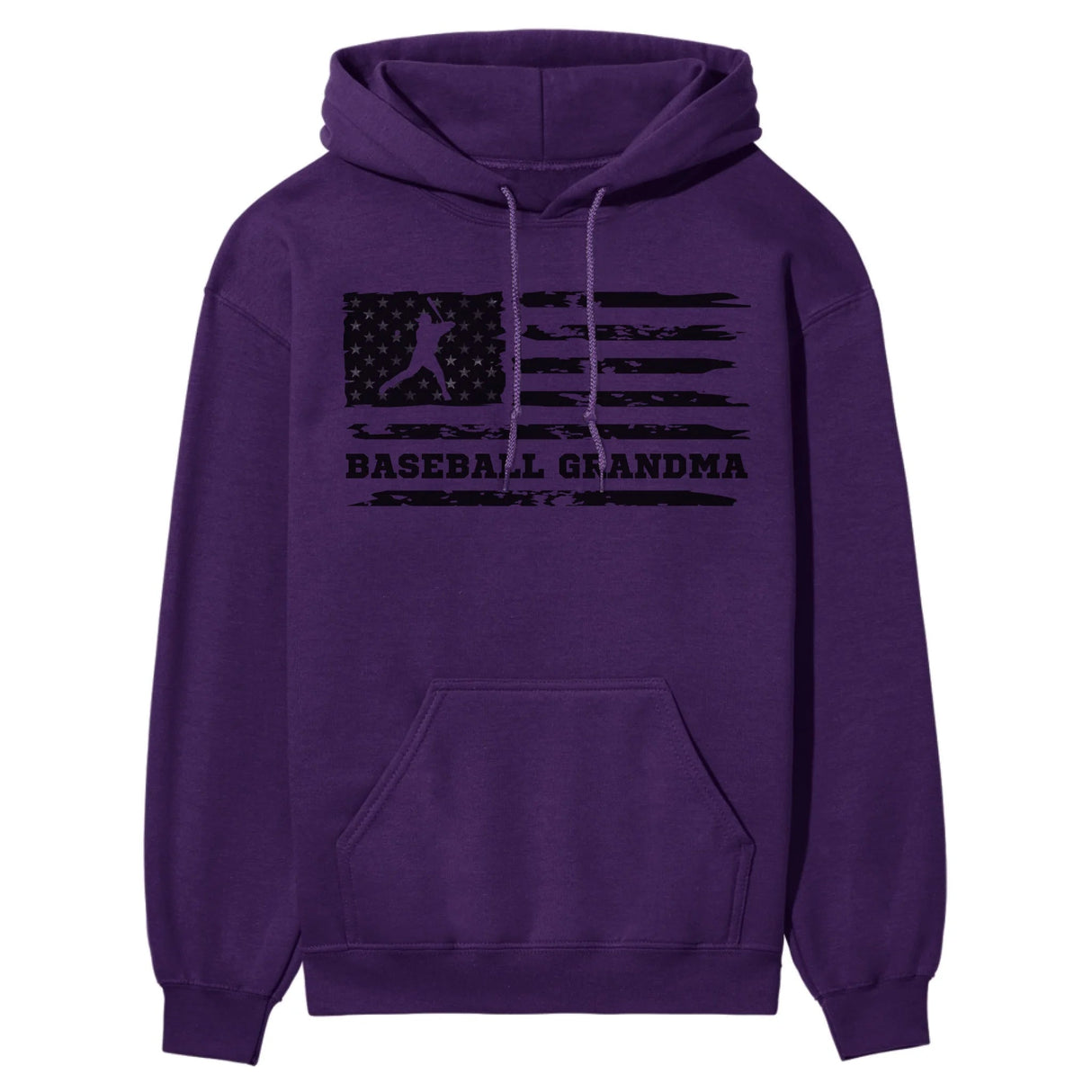 Baseball Grandma Horizontal Flag on a Hoodie with a Black Graphic
