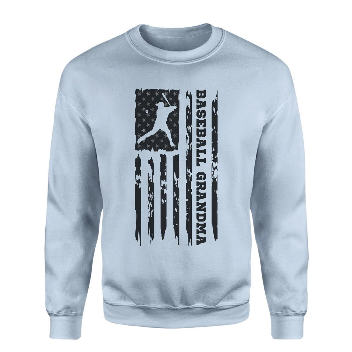 Baseball Grandma Vertical Flag on a Sweatshirt with a Black Graphic