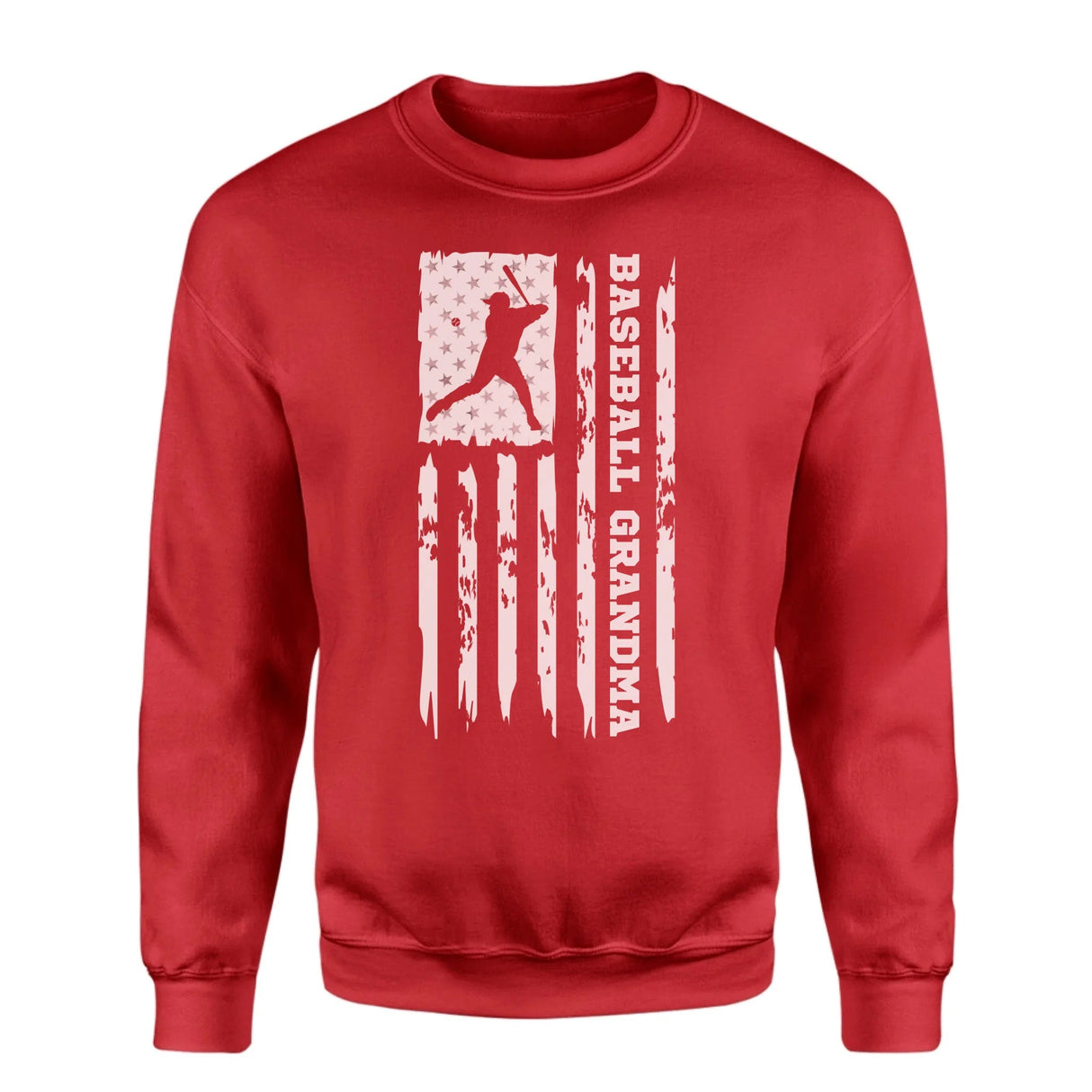 Baseball Grandma Vertical Flag on a Sweatshirt with a White Graphic