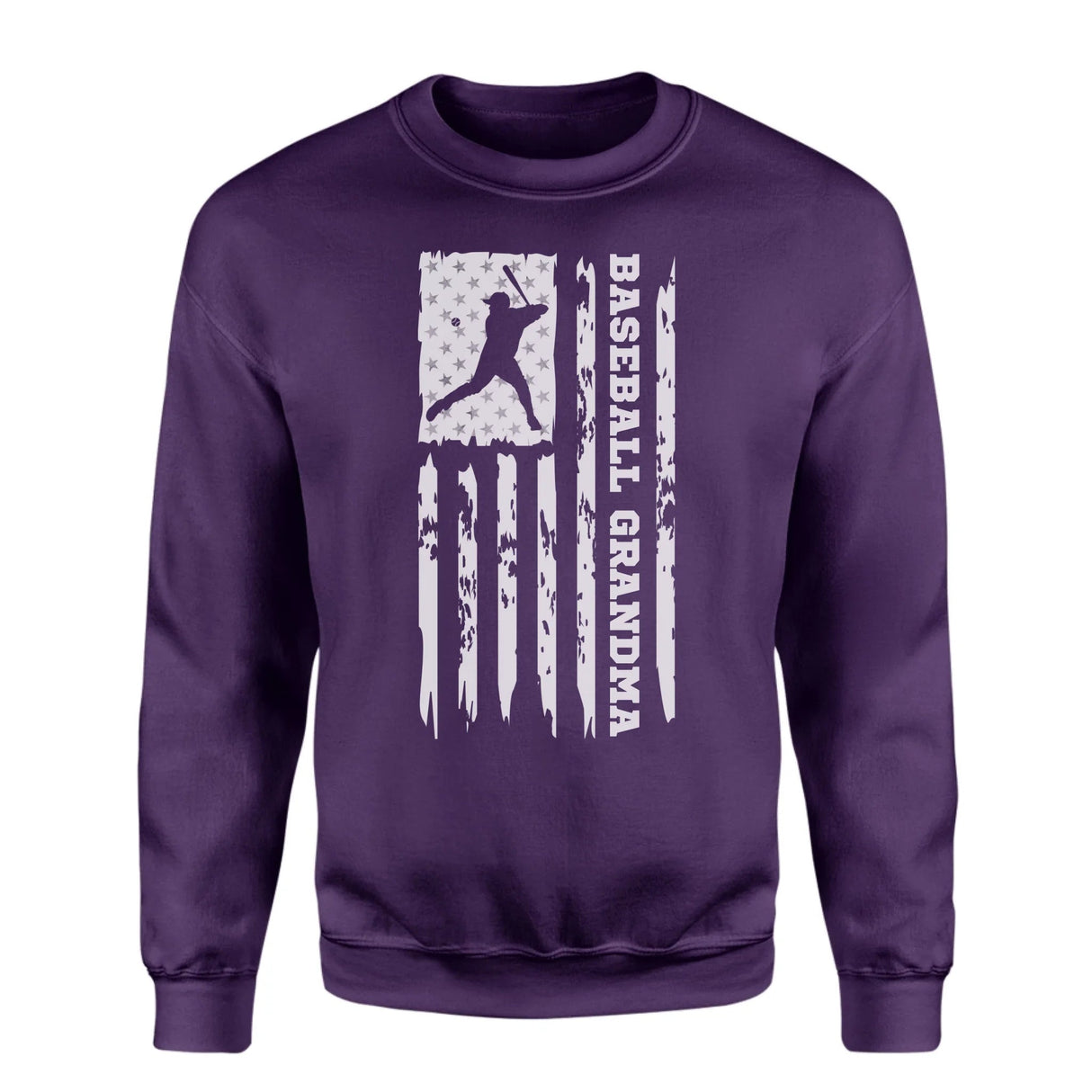 Baseball Grandma Vertical Flag on a Sweatshirt with a White Graphic