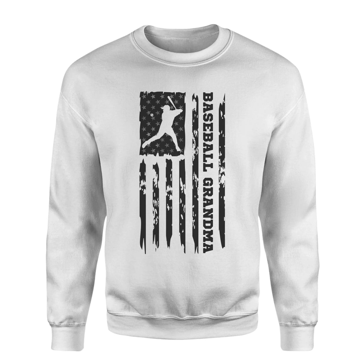 Baseball Grandma Vertical Flag on a Sweatshirt with a Black Graphic