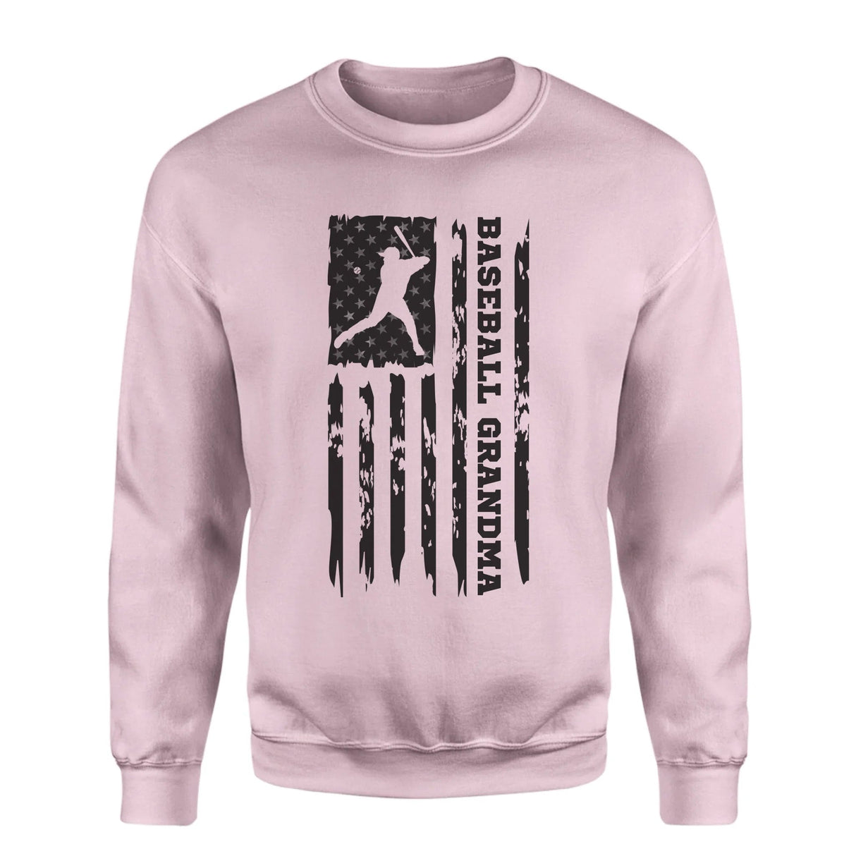 Baseball Grandma Vertical Flag on a Sweatshirt with a Black Graphic
