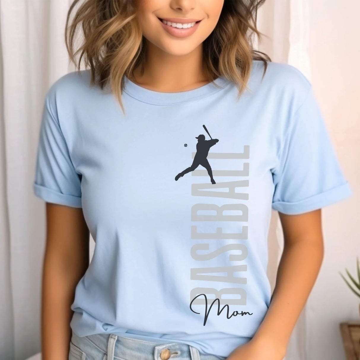 Personalized Baseball Mom Shirt With Mascot, Icon, and Baseball Player Name on a Unisex T-Shirt