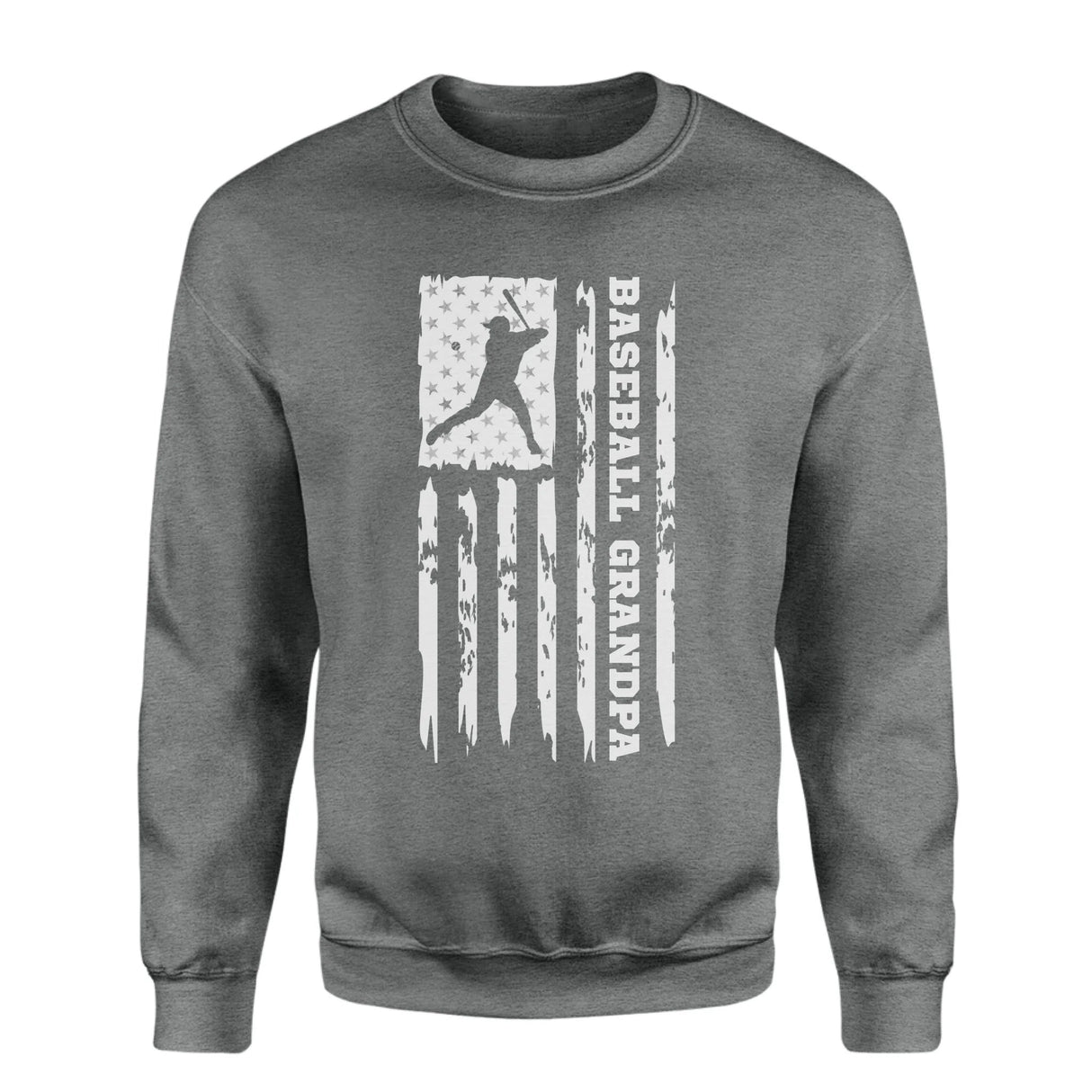 Baseball Grandpa Vertical Flag on a Sweatshirt with a White Graphic