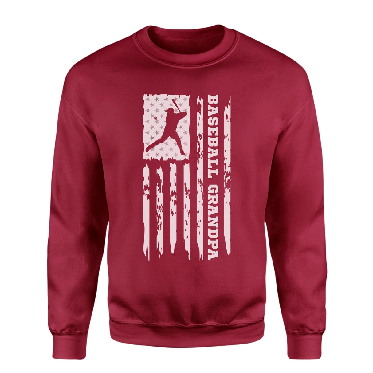 Baseball Grandpa Vertical Flag on a Sweatshirt with a White Graphic