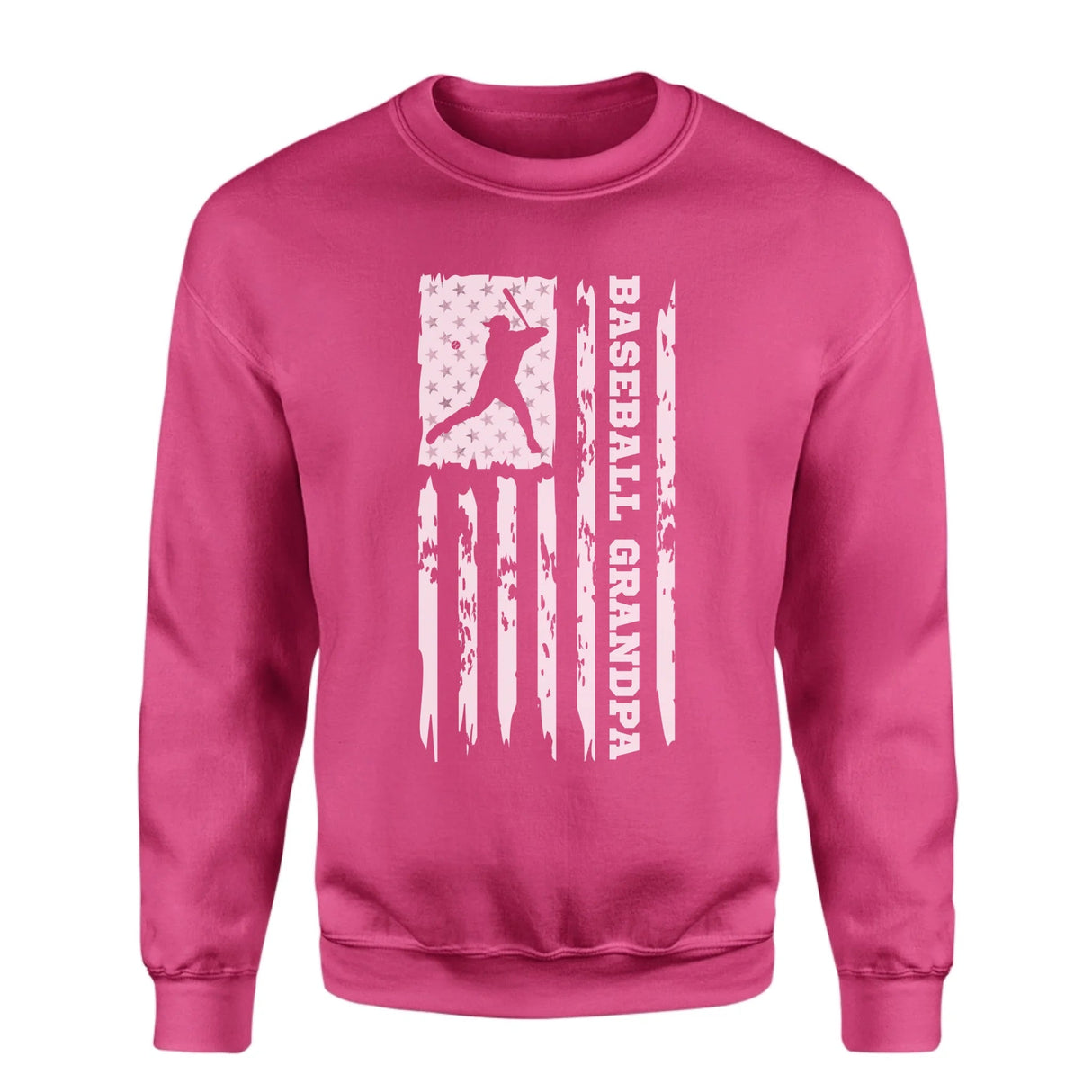 Baseball Grandpa Vertical Flag on a Sweatshirt with a White Graphic