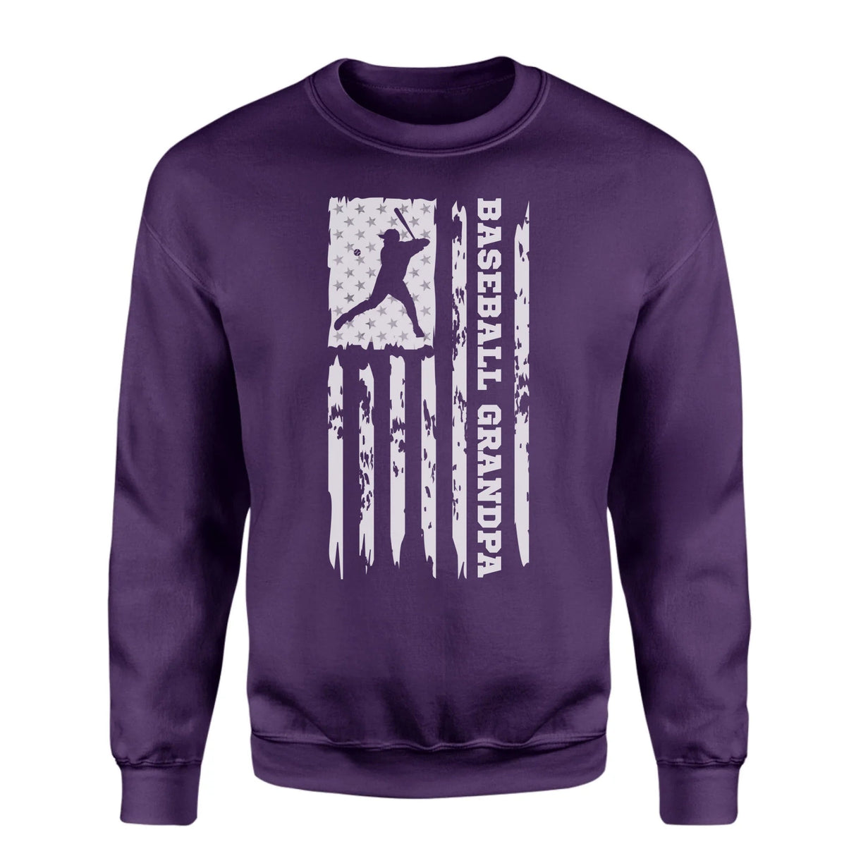 Baseball Grandpa Vertical Flag on a Sweatshirt with a White Graphic