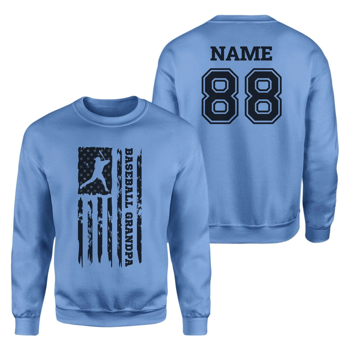 Baseball Grandpa Vertical Flag With Baseball Player Name on a Sweatshirt with a Black Graphic